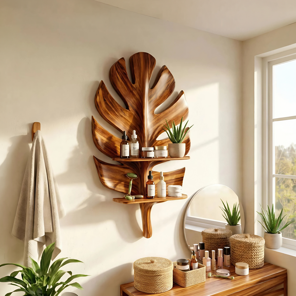 Mid Century Wall Mounted Shelf For Bedroom Decor