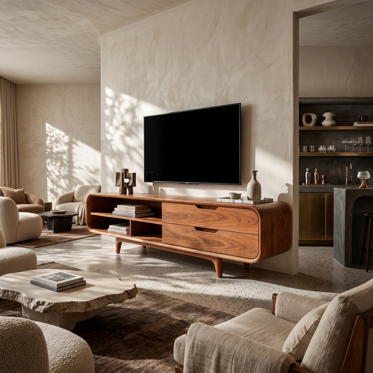 Luxury Walnut TV Cabinet For Elegant Master Suite