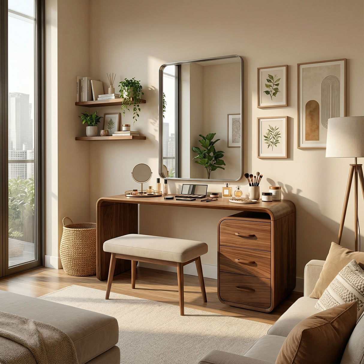 Japandi Vanity Table Walk In Closet Makeup Area Dressing Space