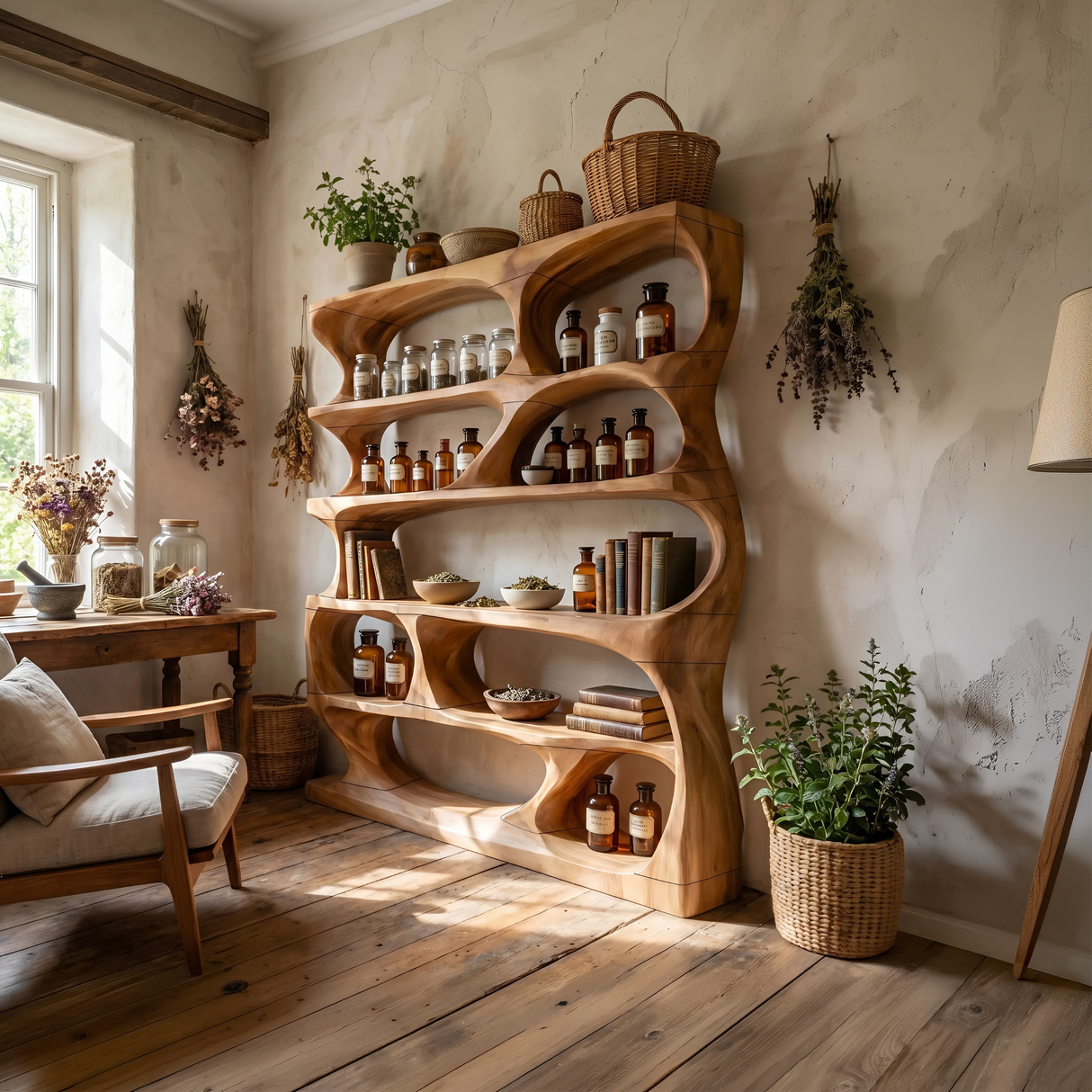 Minimalist Sculptural Bookshelf Display Organizer For Home Office