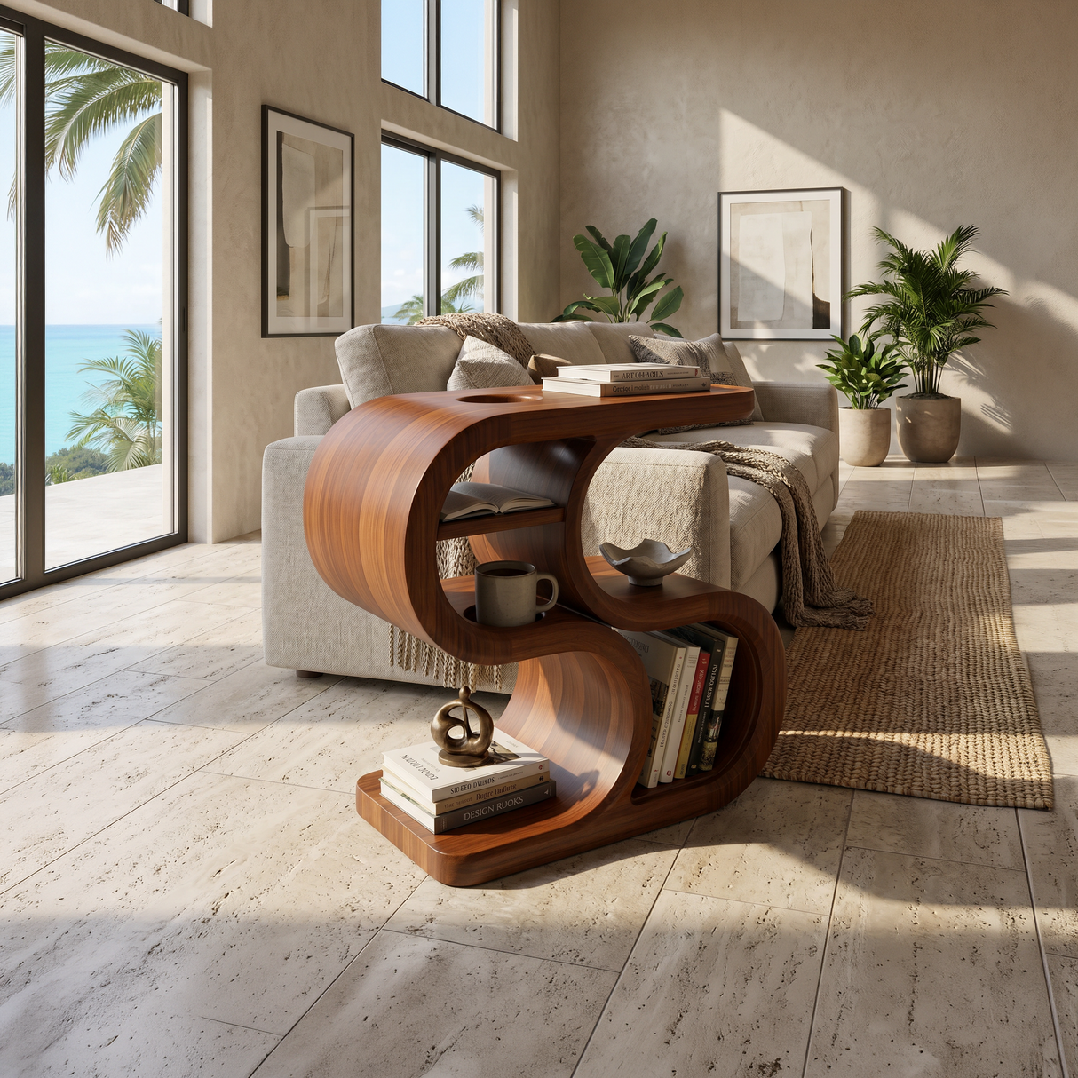 Scandinavian Organic Accent Table For Resort Interior Space