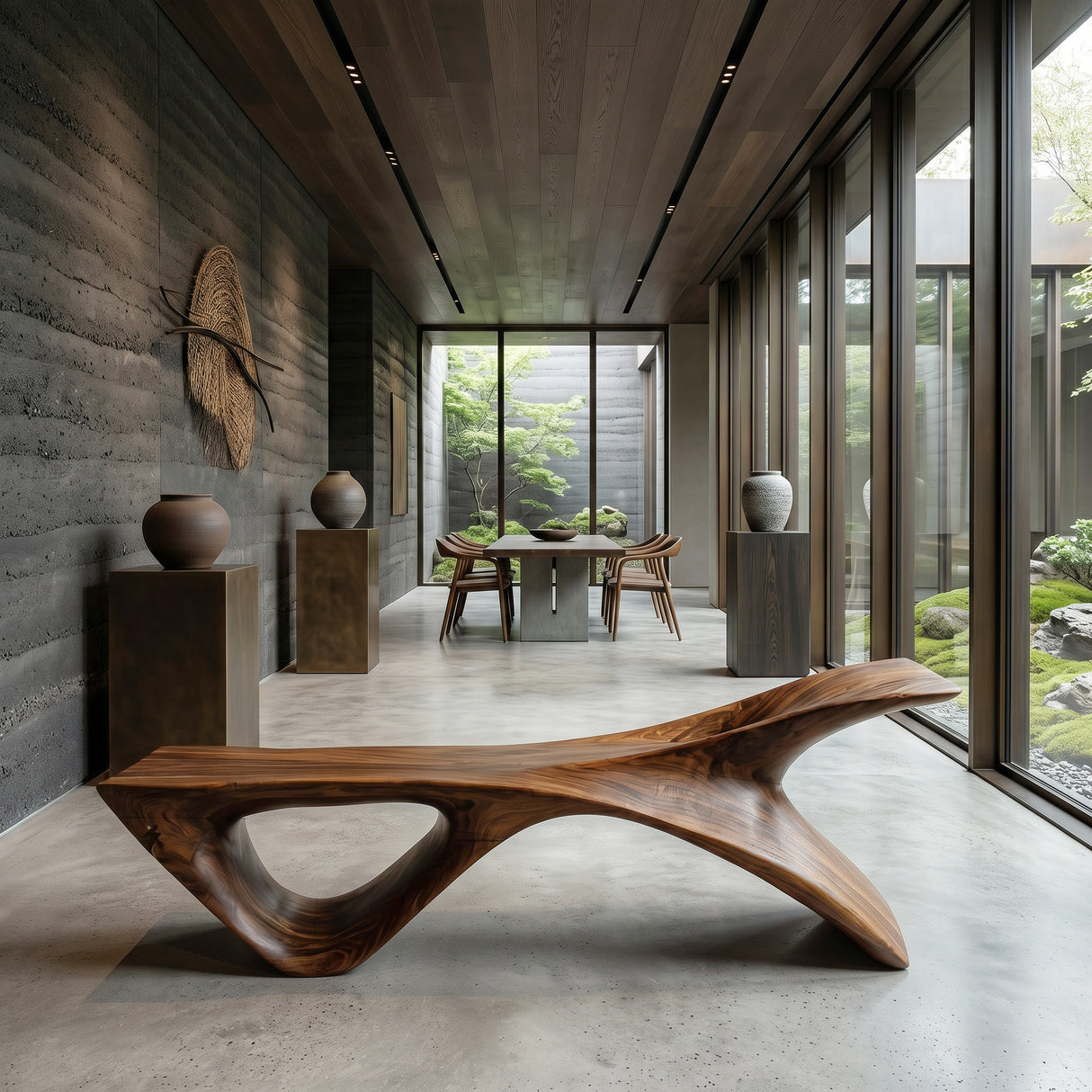 Organic Modern Sculptural Bench For Entryway