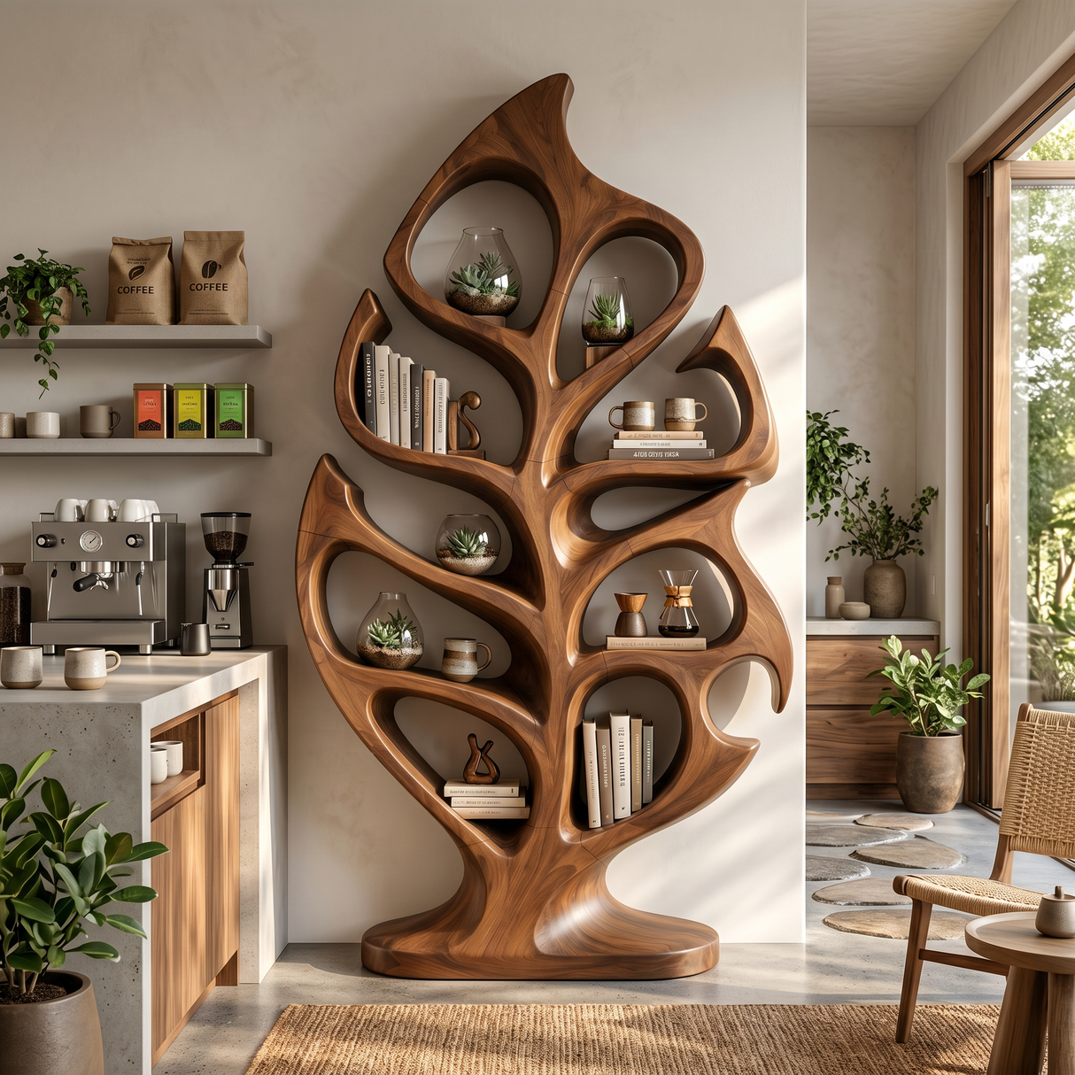 Organic Storage Bookshelf For Comfortable Reading Space