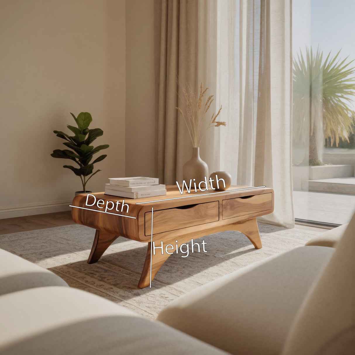 Handcrafted Coffee Table With Drawers For Living Room