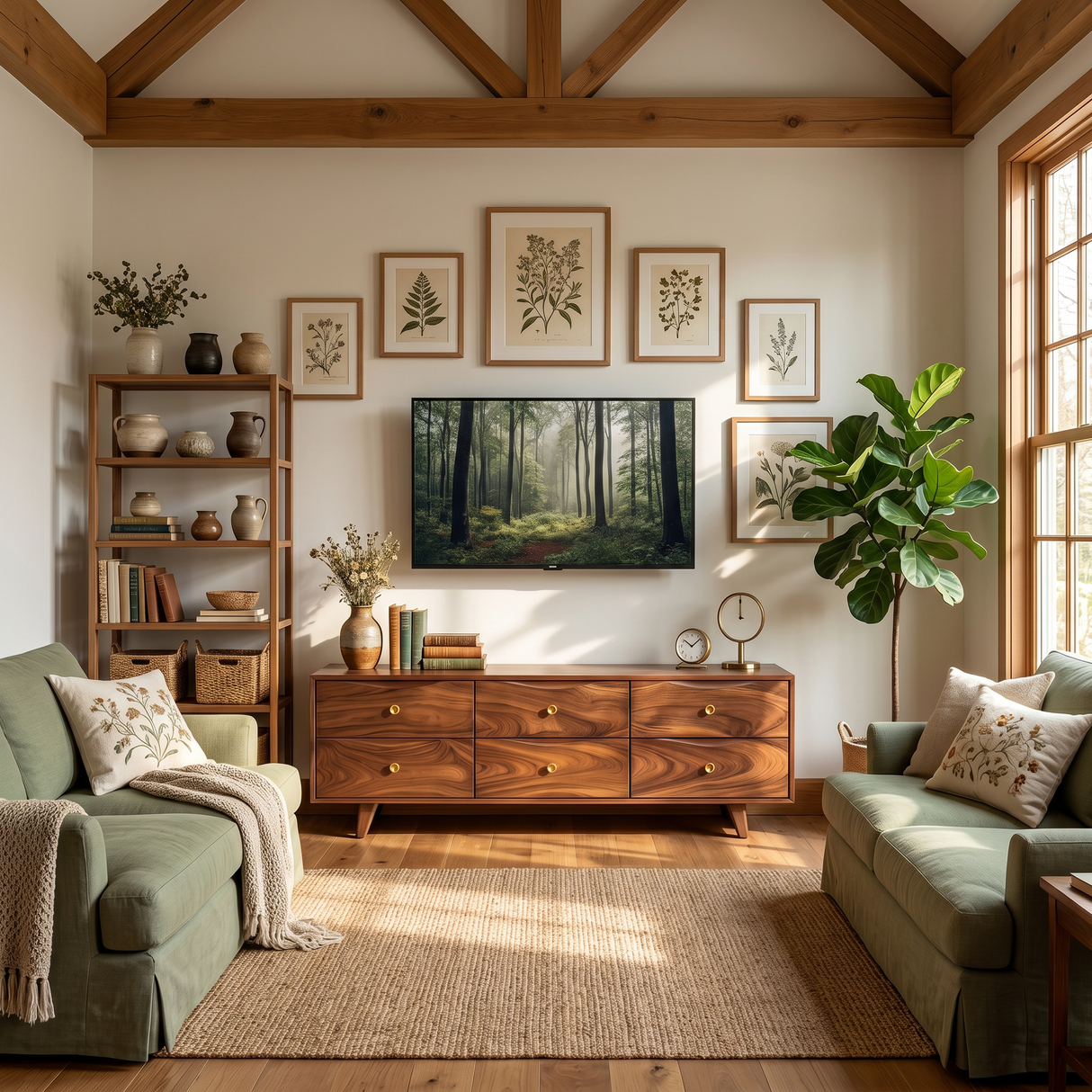 Mid Century Curved TV Cabinet For Living Space