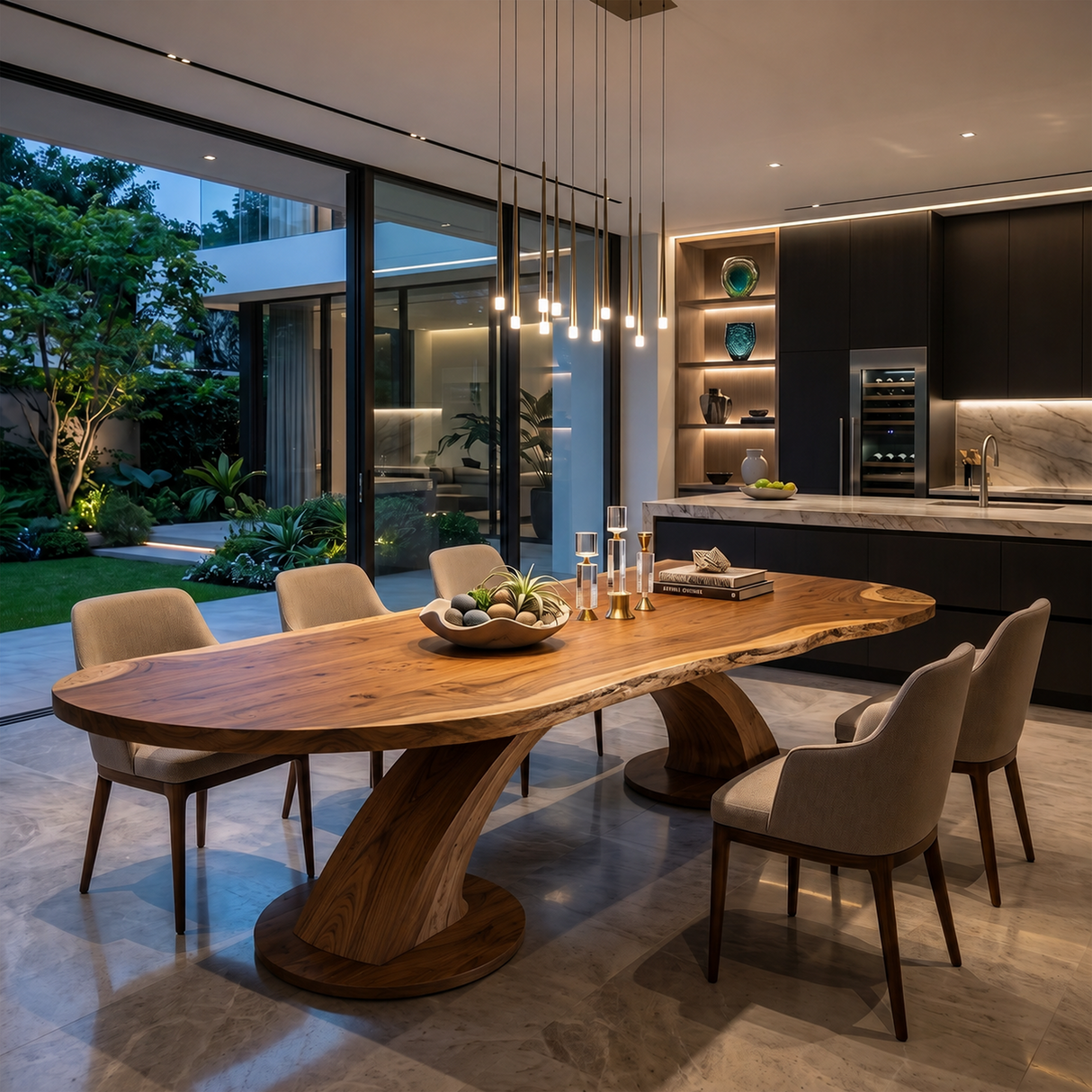 Oval Entertaining Table For Tropical Dining Room