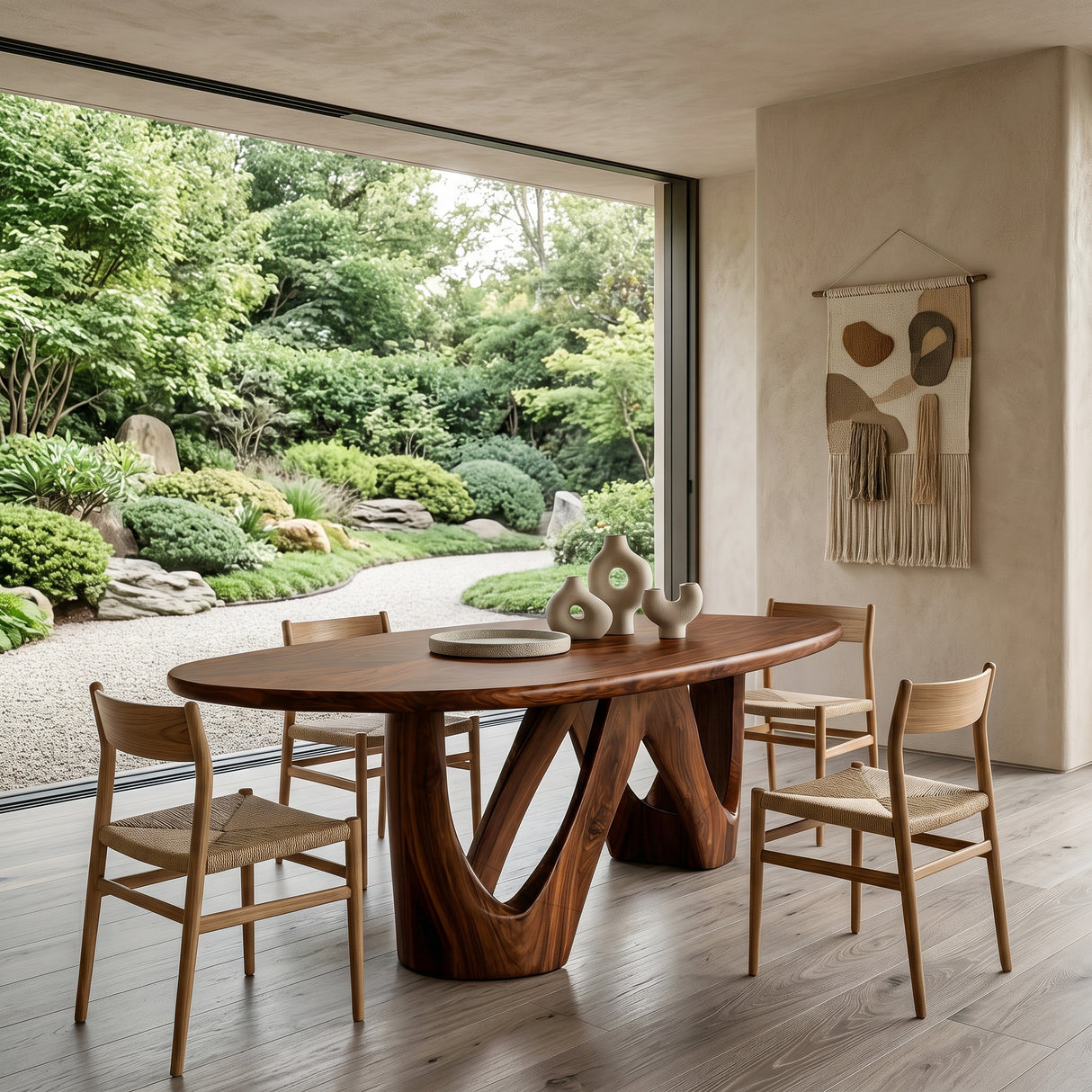 Modern Oval Dining Table With W-shape Leg For Kitchen