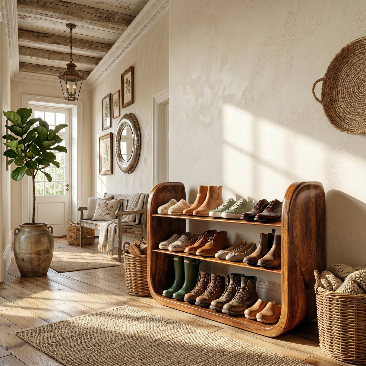 Japandi Vertical Shoe Storage Rack For Entryway Nook Placement