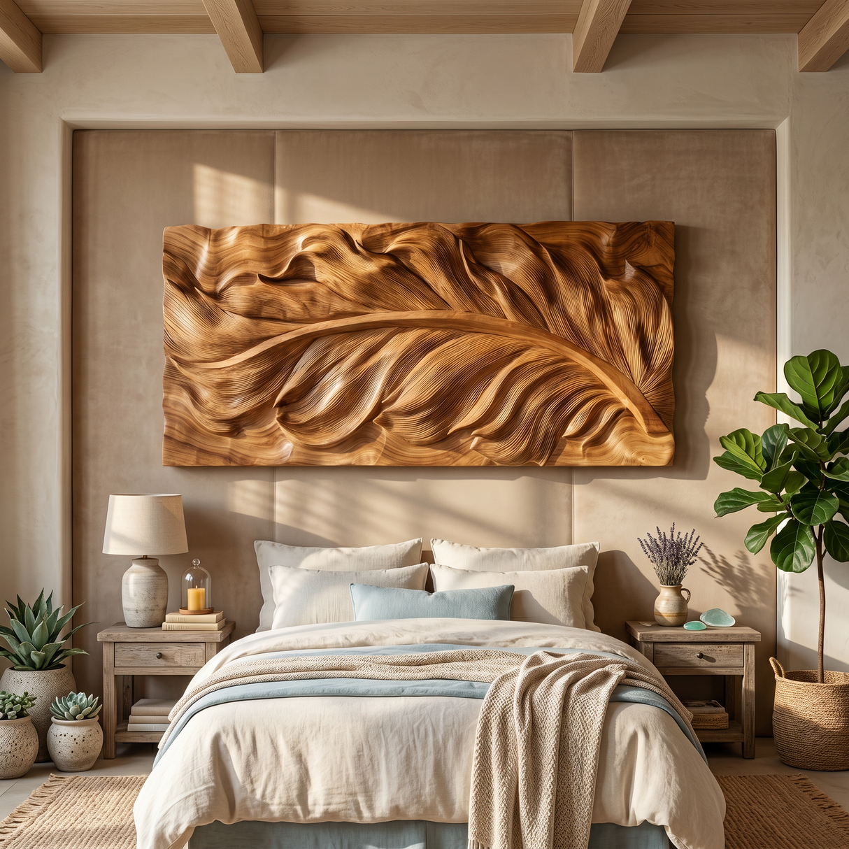 Sculptural Wall Art With Flowing Texture For Bathroom