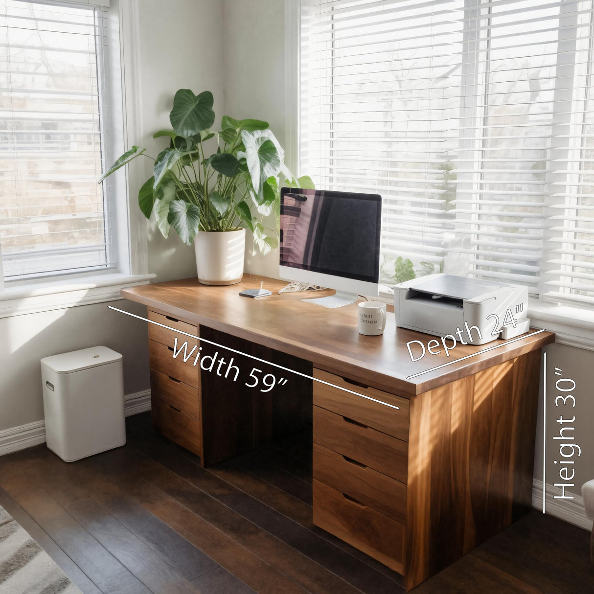 Modern Desk With Multiple Drawers For Home Office