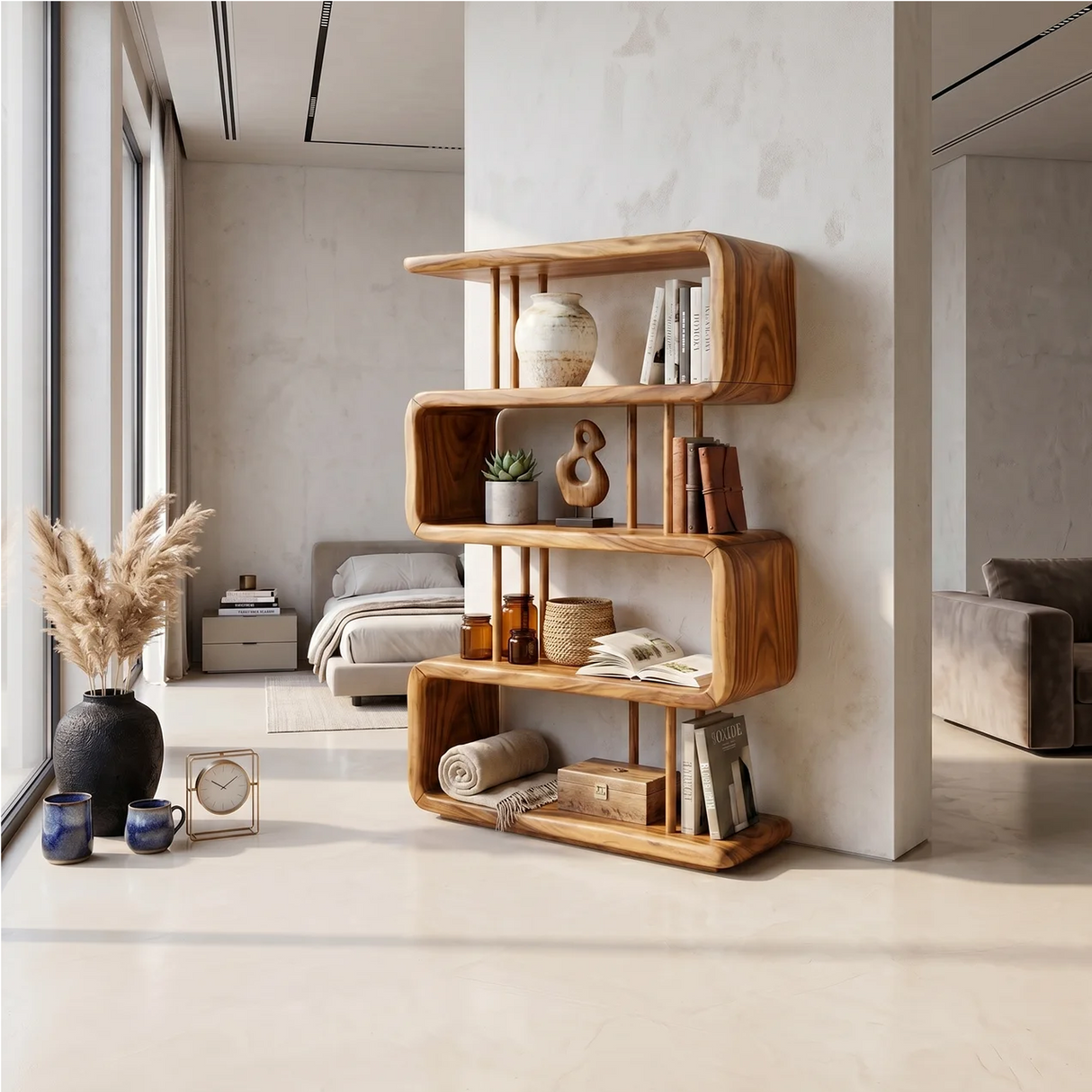 Modern Wooden Display Shelf For Spa Decor