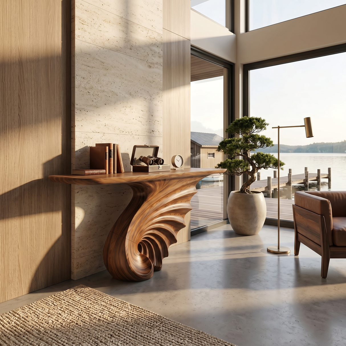 Luxury Spiral Base Console Table Contemporary Villa