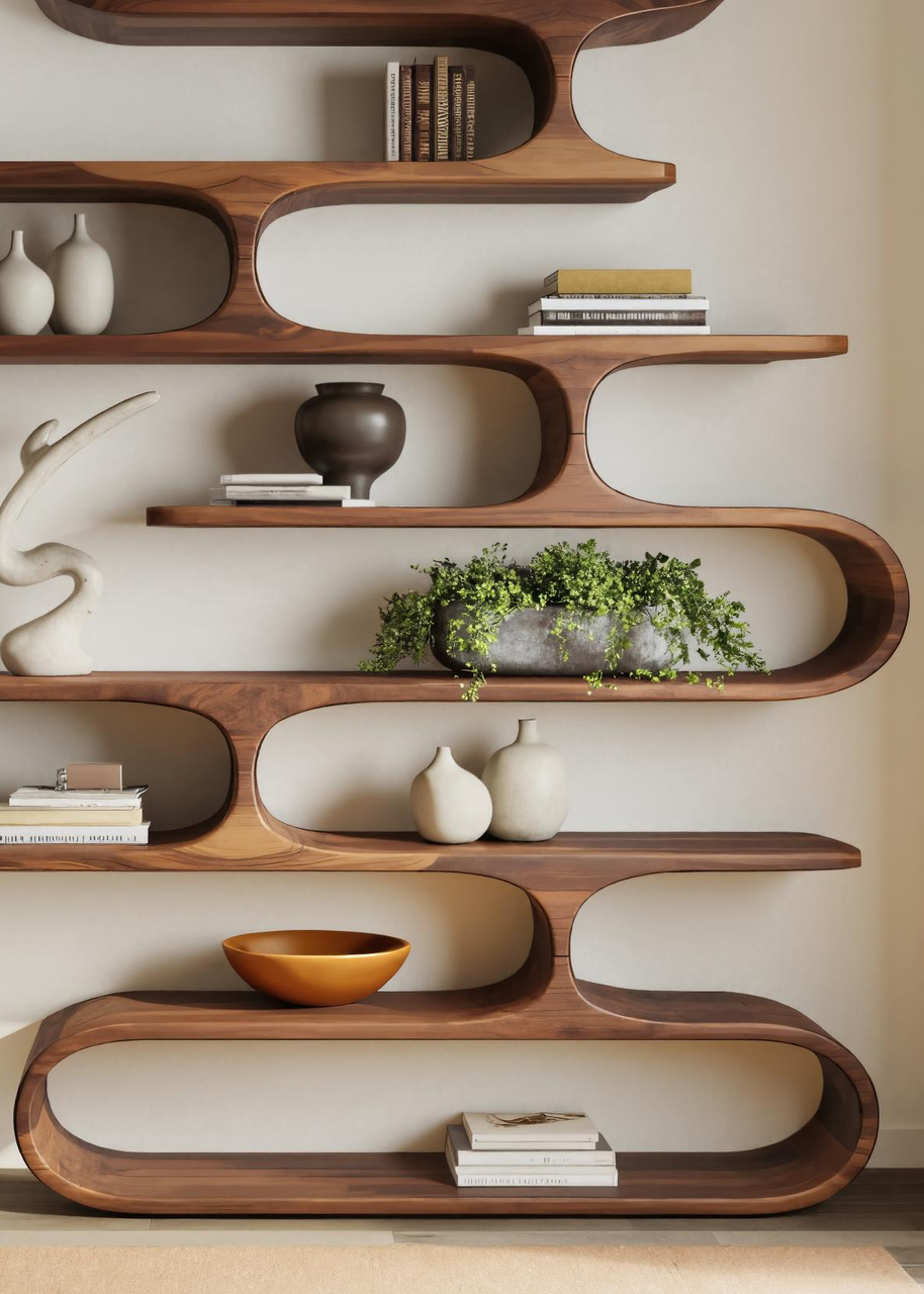 Organic Oval Bookshelf For Living Room Or Creative Studio