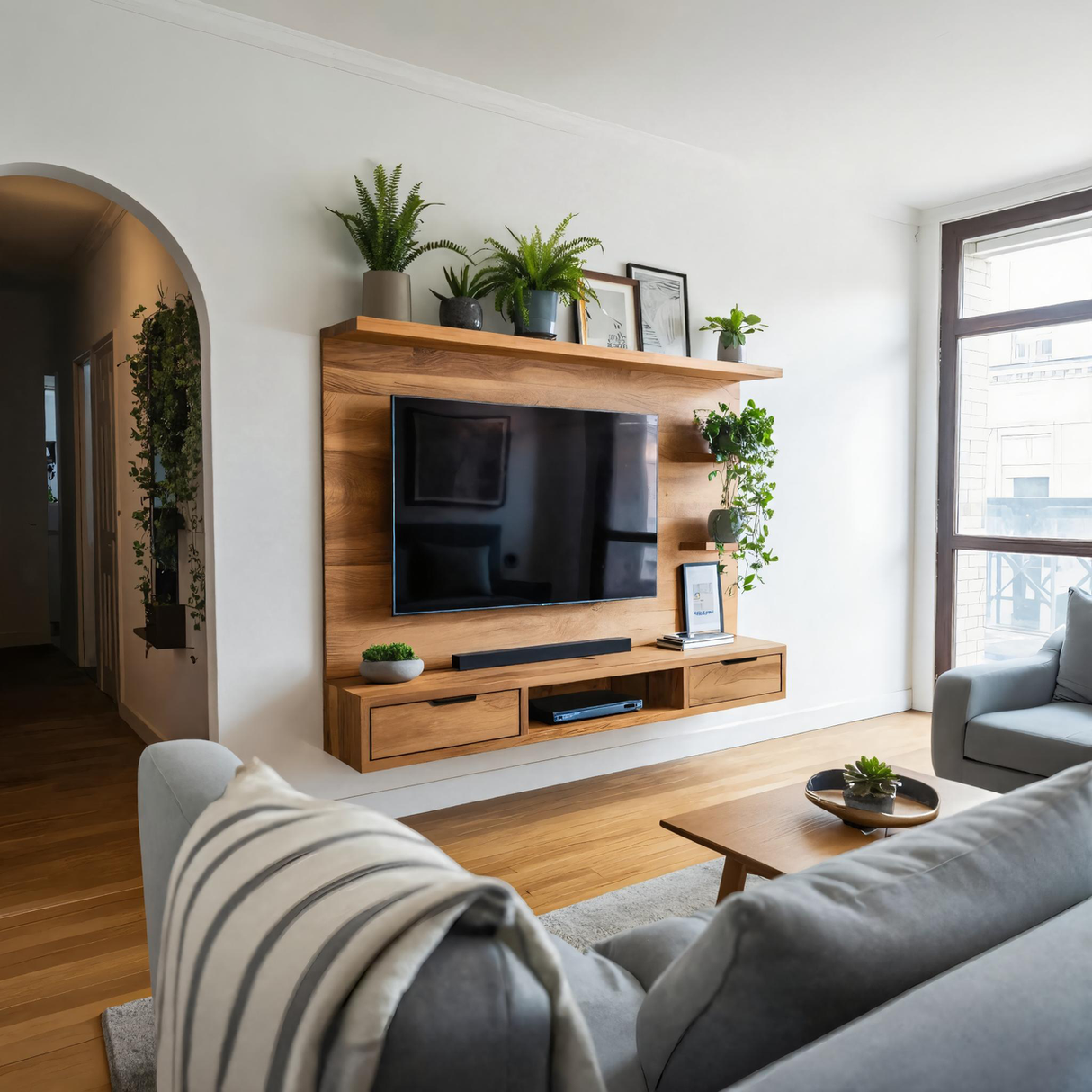 Modern Wall Mounted TV Stand With Drawers For Living Room