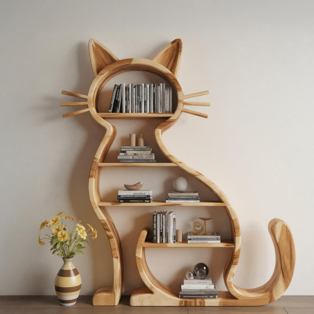 Modern Cat Bookshelf With Playful Design For Living Room Or Playroom