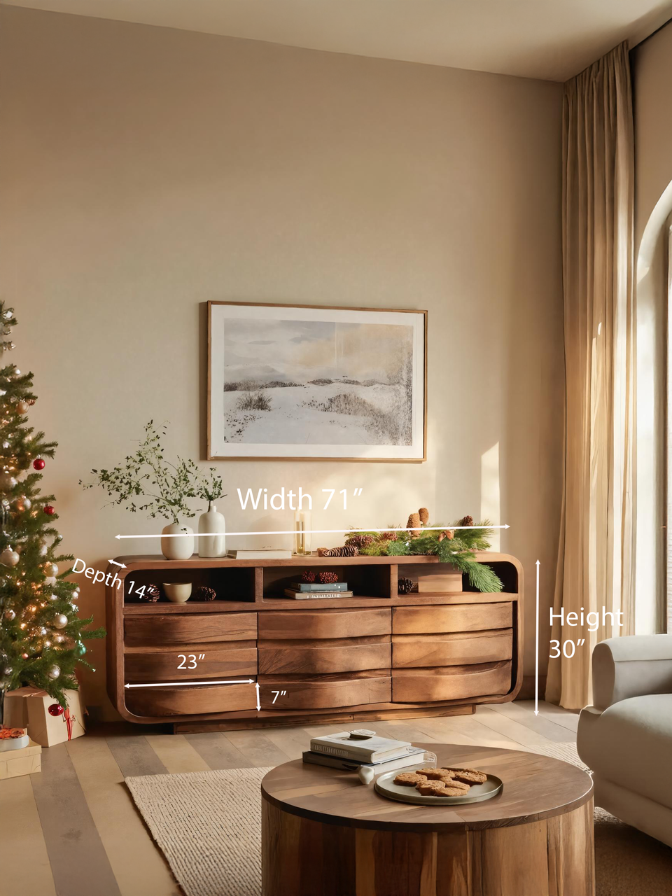 Modern Curved Sideboard For Living Room