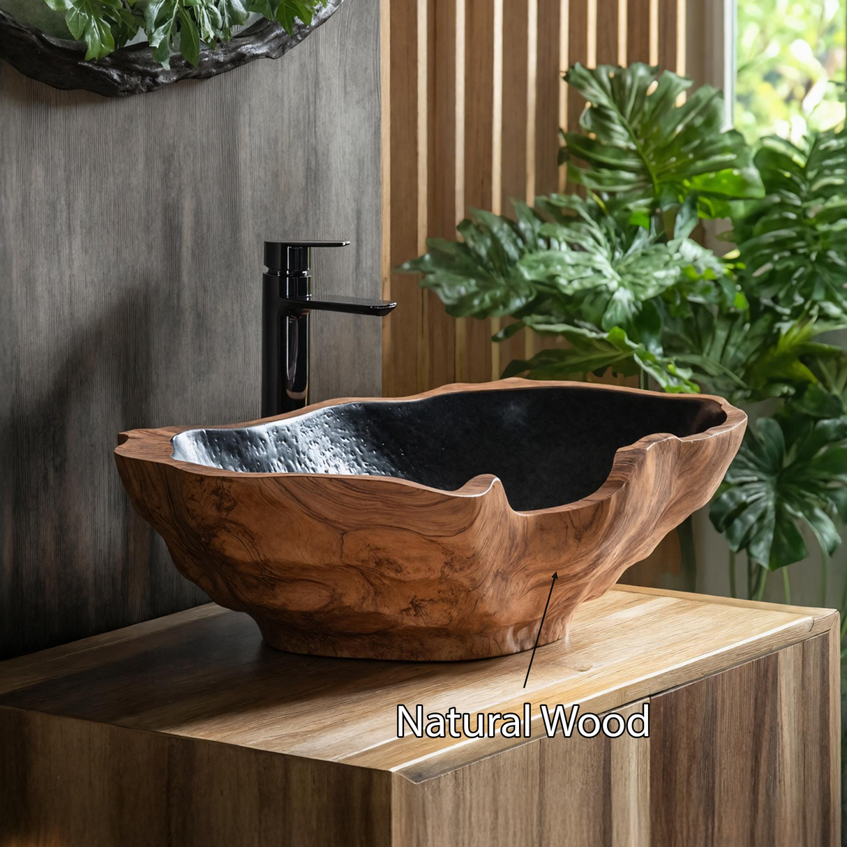 Mid Century Solid Wood Sink For Elegant Bathroom Setup