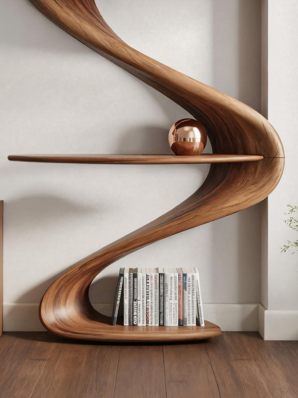 Modern Wave Bookshelf For Living Room Or Contemporary Interior