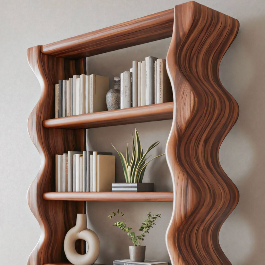 Modern Wave Bookshelf For Living Room Or Office