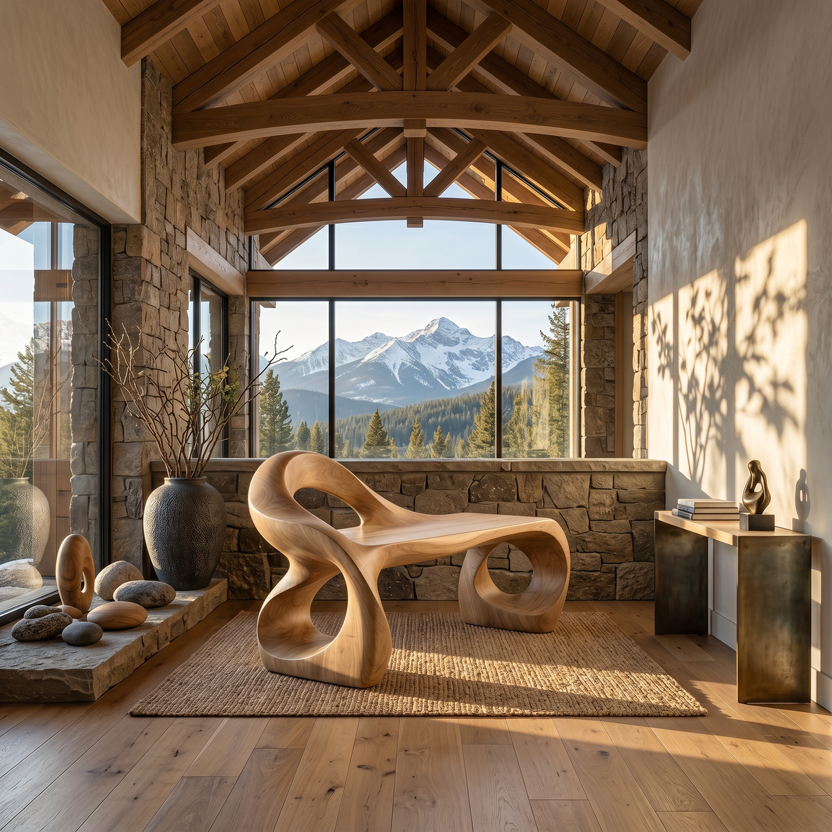 Contemporary Knot Form Bench For Hallway Interior Area