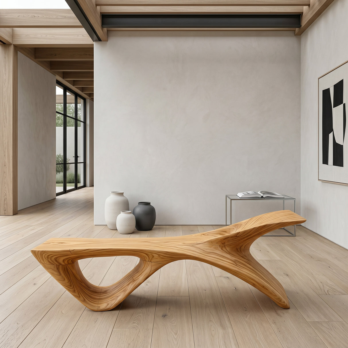Organic Modern Sculptural Bench For Entryway