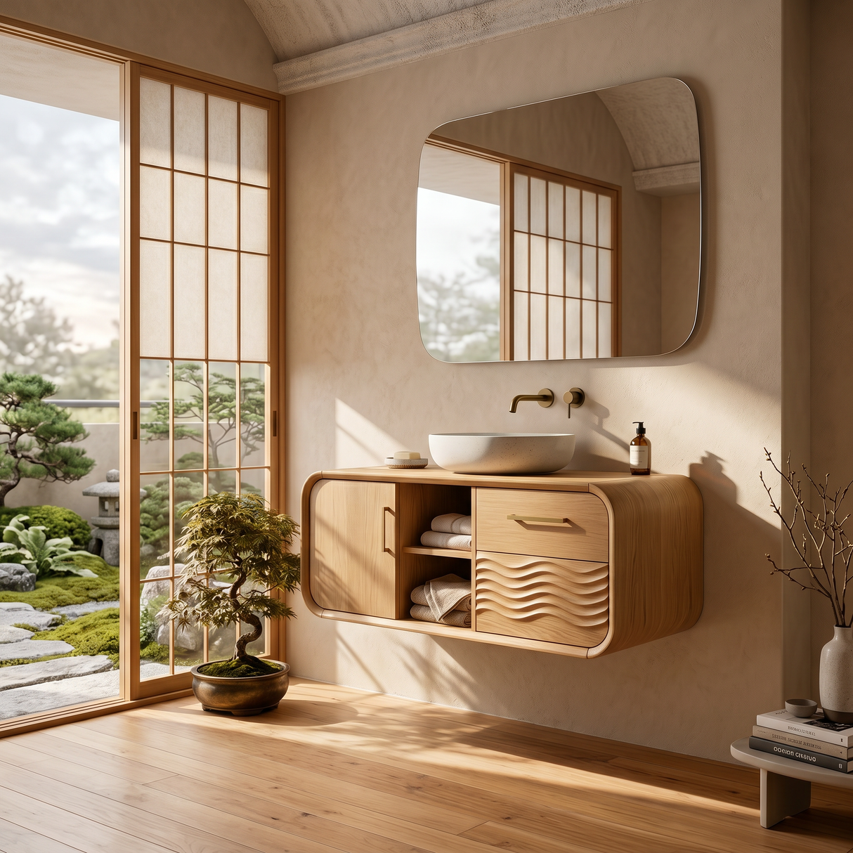 Mid Century Floating Vanity With Storage For Bathroom