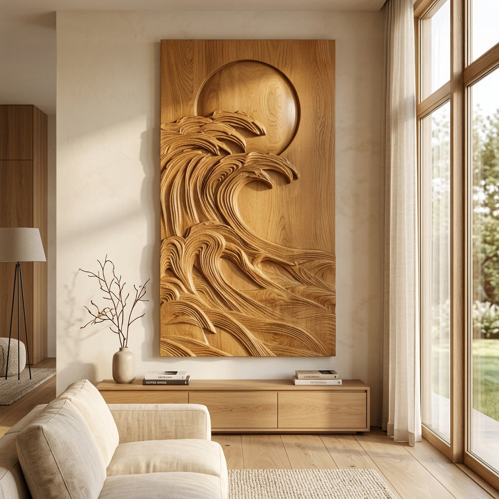 Modern Coastal Ocean Wave Wood Wall Art For Home Decor