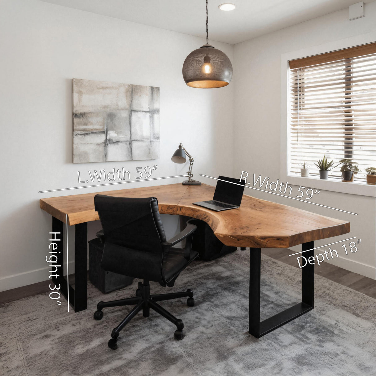 Modern Live Edge L Shaped Desk For Home Workspace