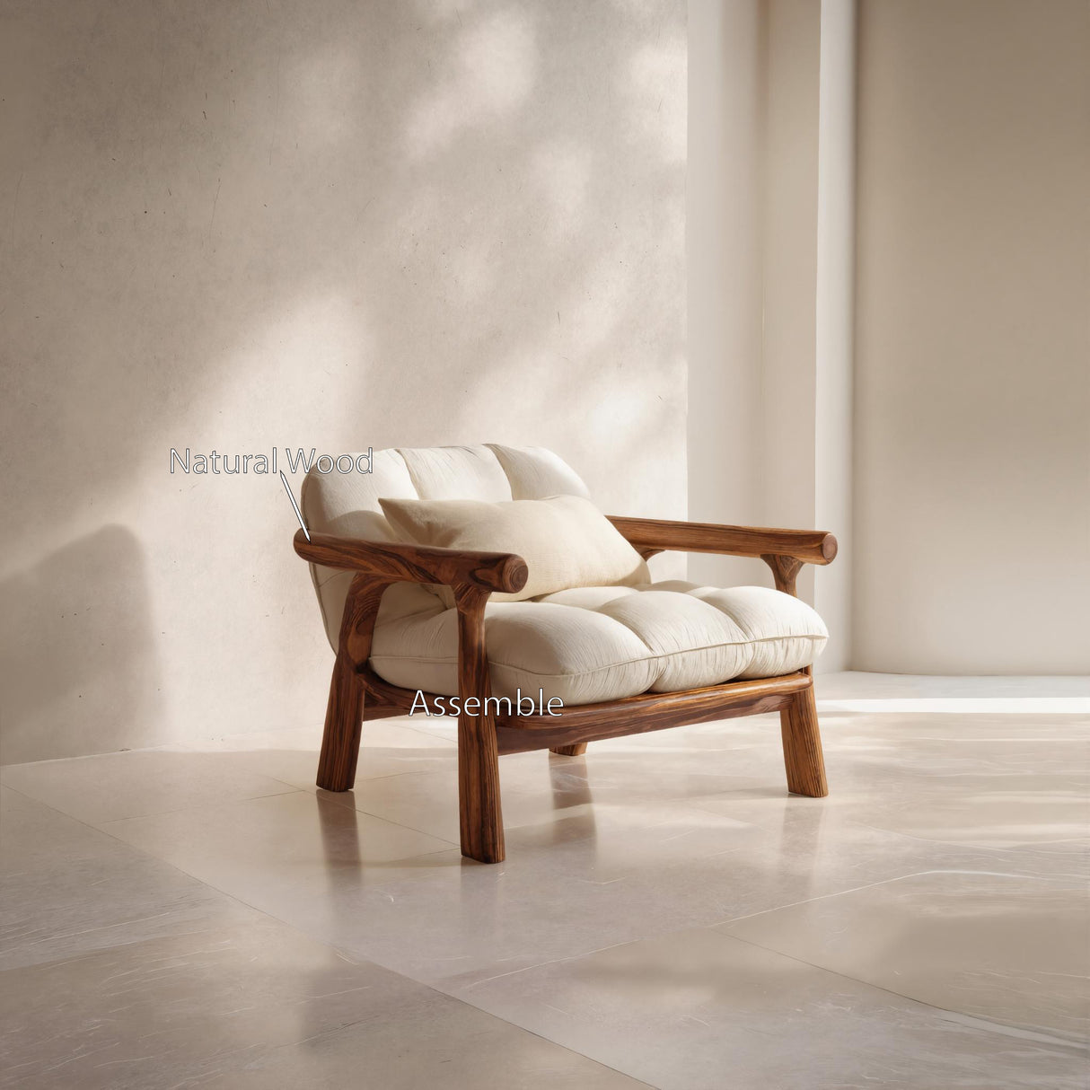 Minimalist Accent Chair Without Cushion For Living
