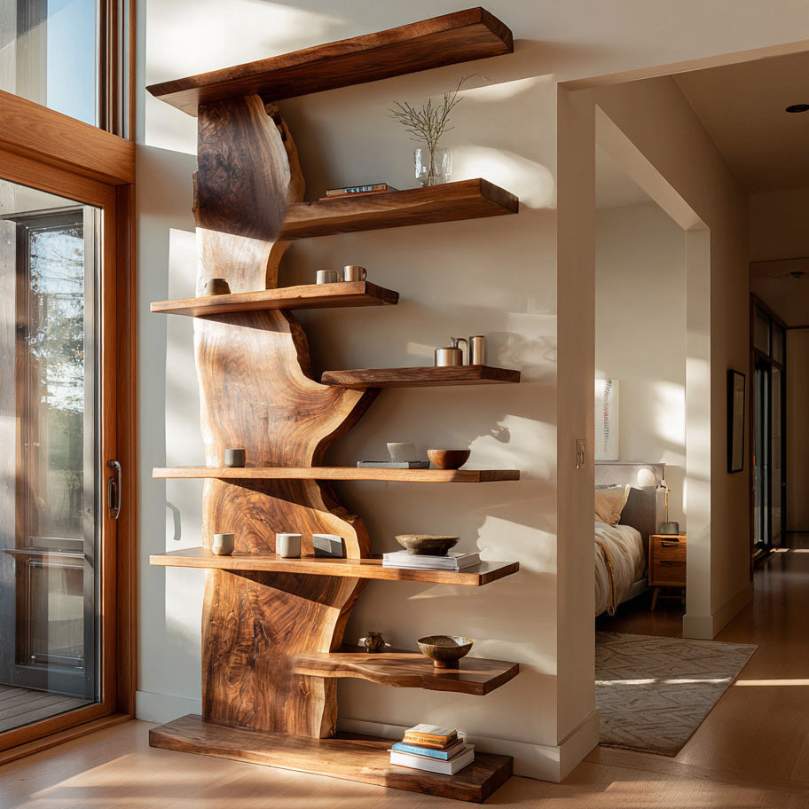 Organic Wooden Standing Shelf For Living Room