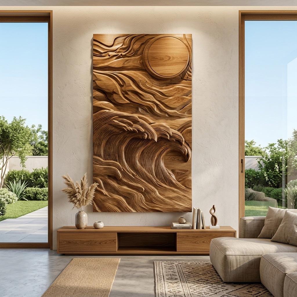 Organic Sculptural Wave Wooden Wall Art For Wall Decor