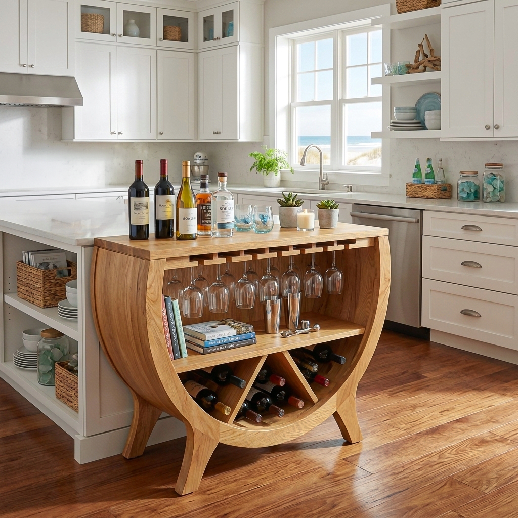 Wooden Wine Cabinet With Bottle Storage For Home Bar
