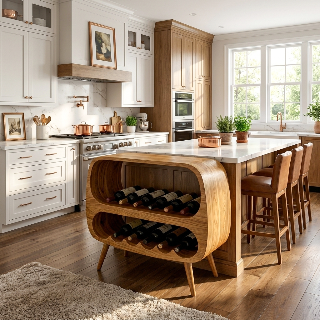 Functional Wine Storage With 2 Tiers For Bar Corner