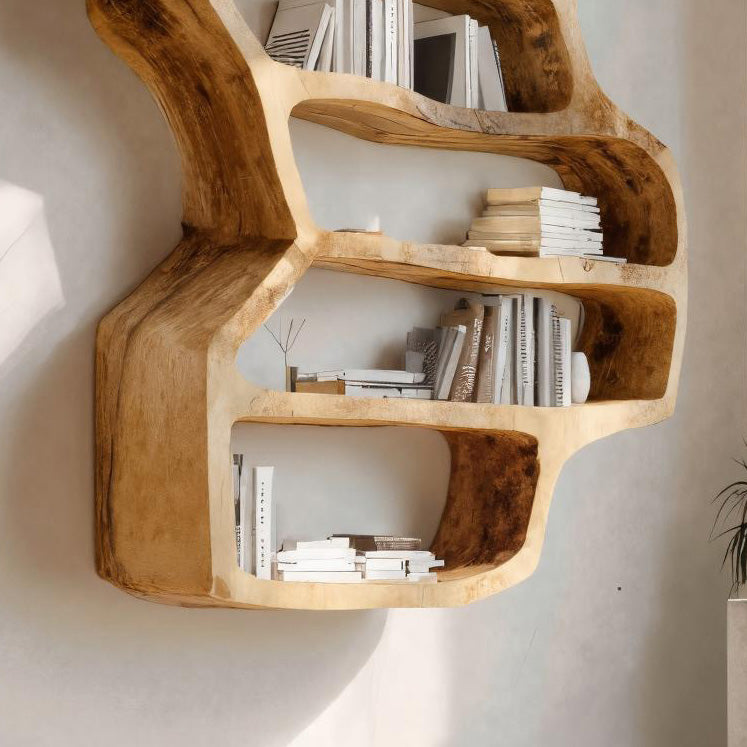 Organic Sculptural Wall Bookcase For Living Room Decor