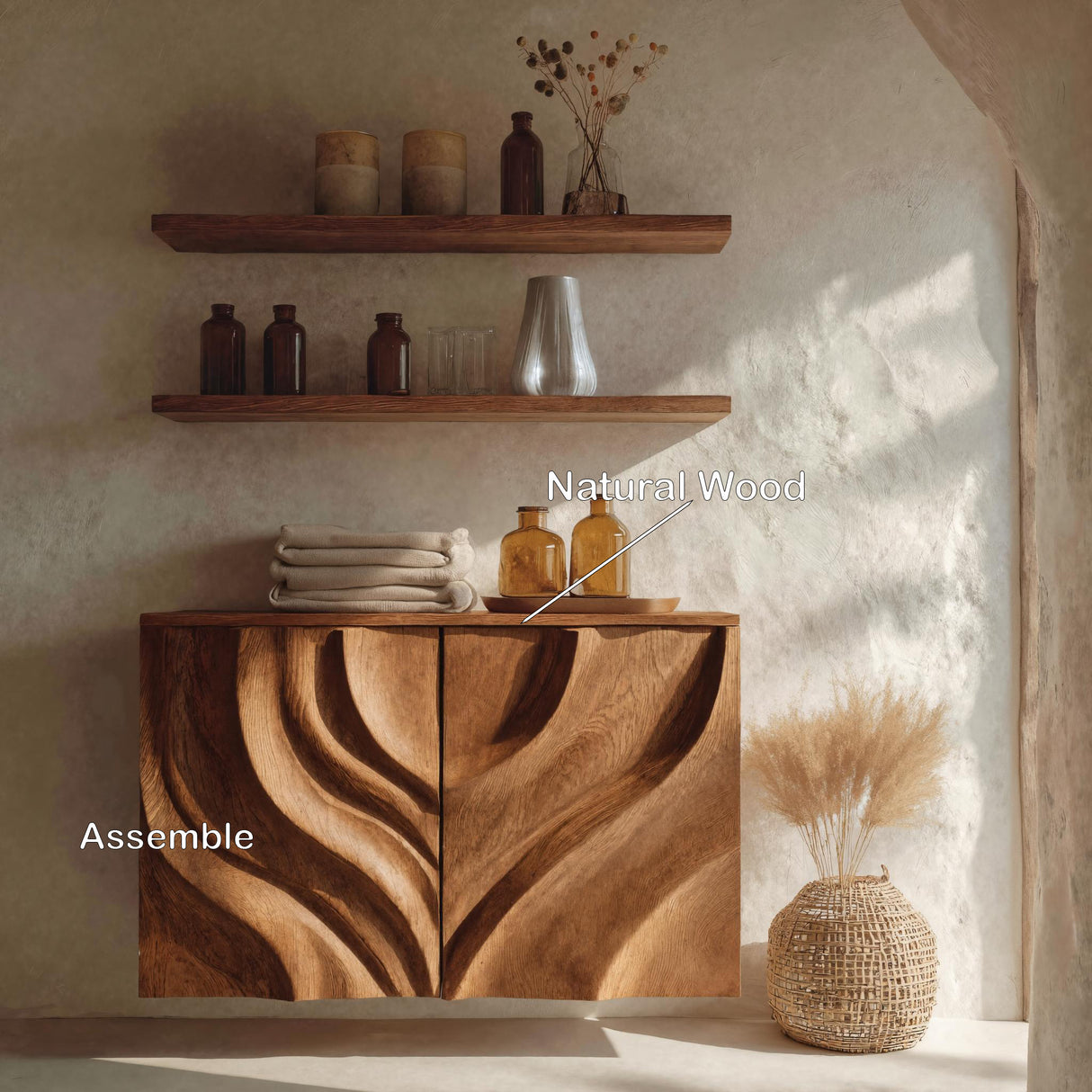 Modern Bathroom Cabinet Symmetrical Carved Doors For Bathroom