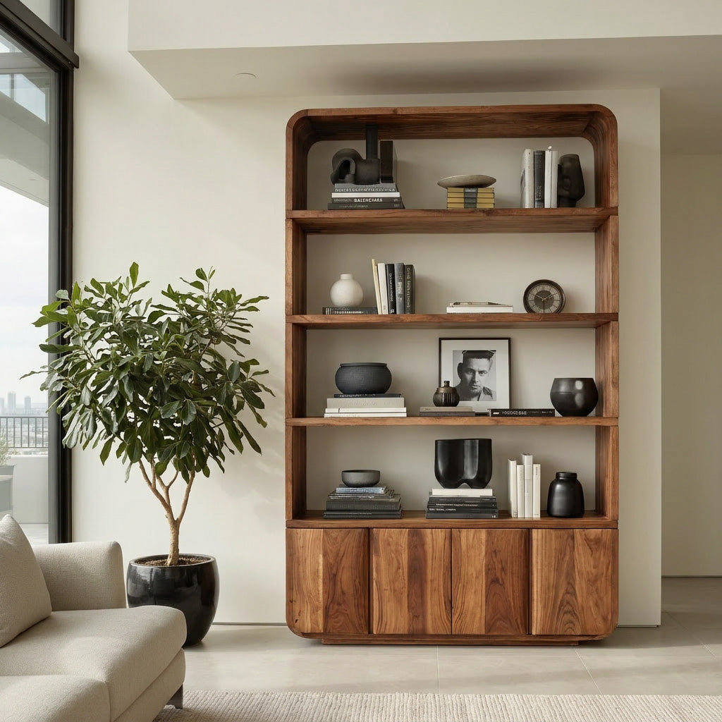 Elegant Natural Wood Bookcase For Modern Home
