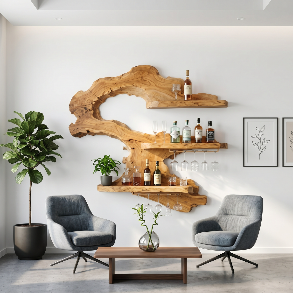 Mid Century Wine Rack Wall Mounted For Home Bar