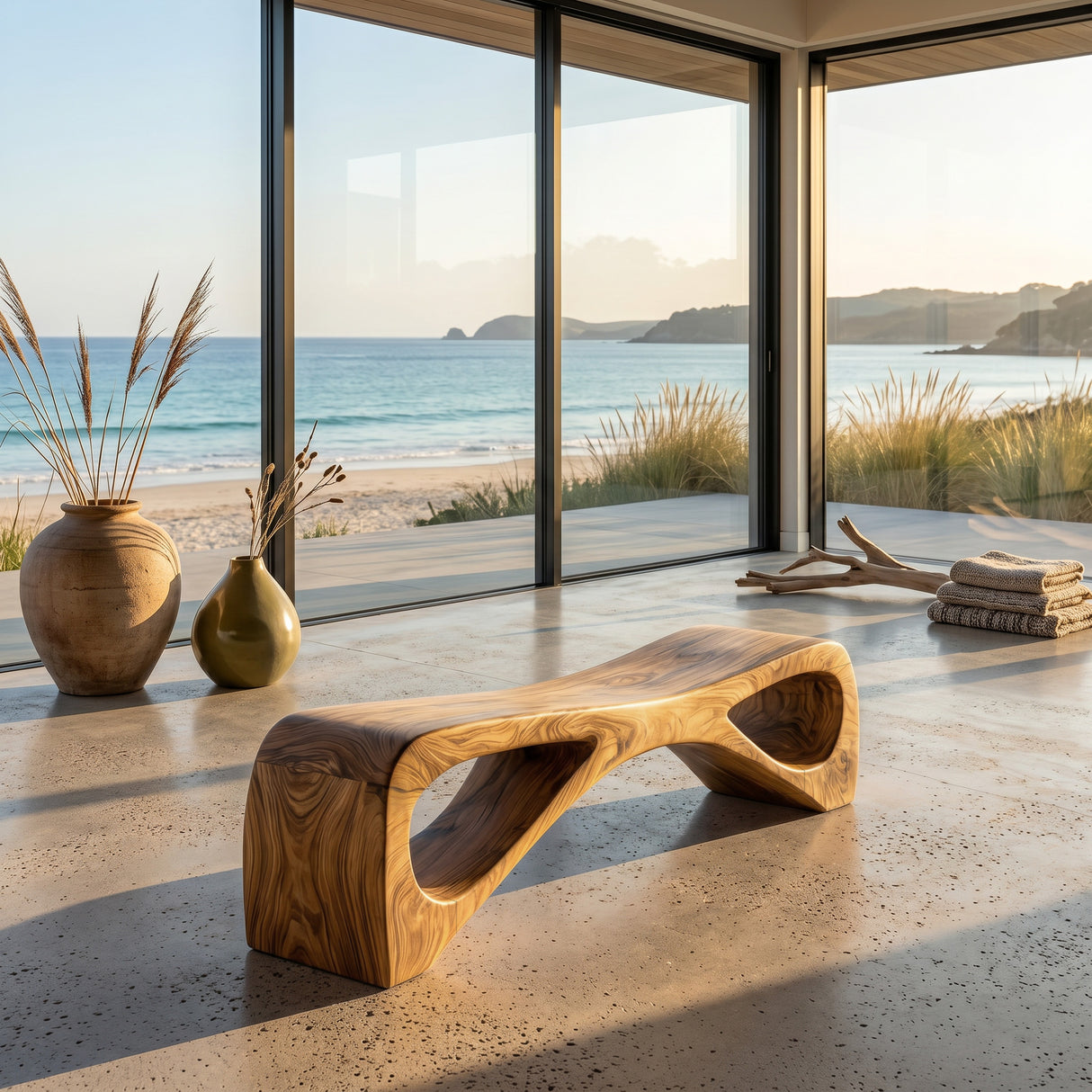 Organic Wooden Outdoor Bench For Landscape Garden