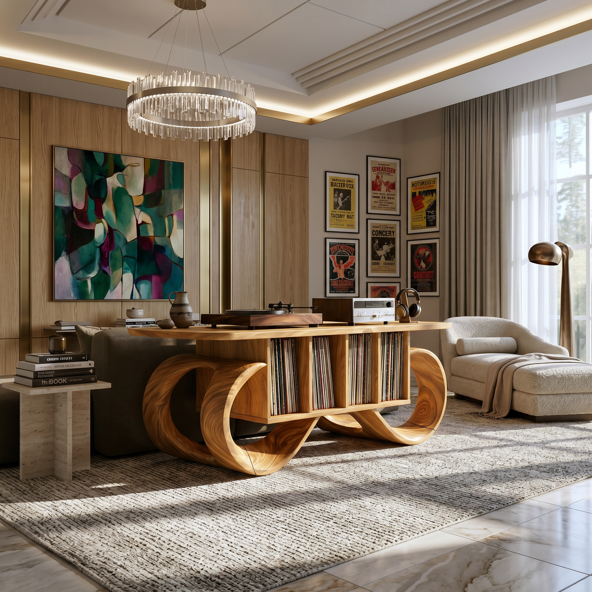 Sculptural Loop Record Player Console Creative Studio