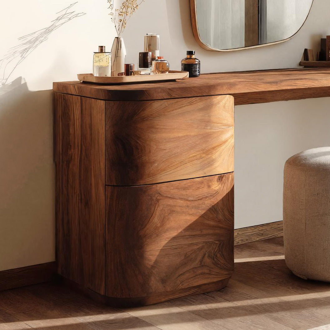 Modern Sculptural Vanity Table With Drawer Storage For Bedroom