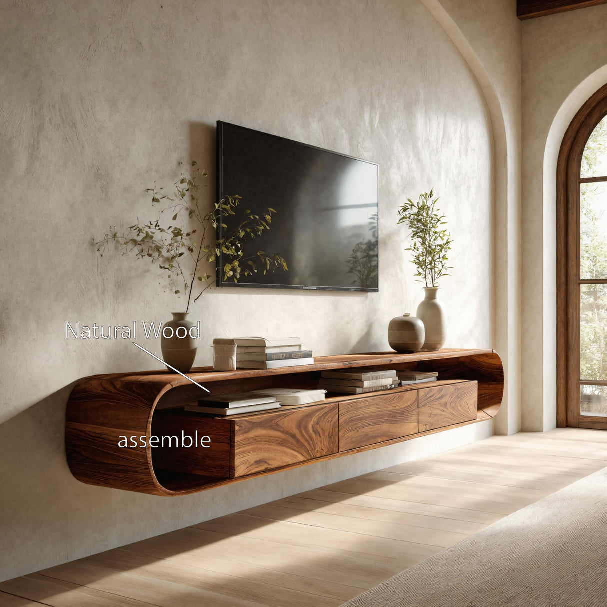 Organic Modern Floating TV Console For Living Room