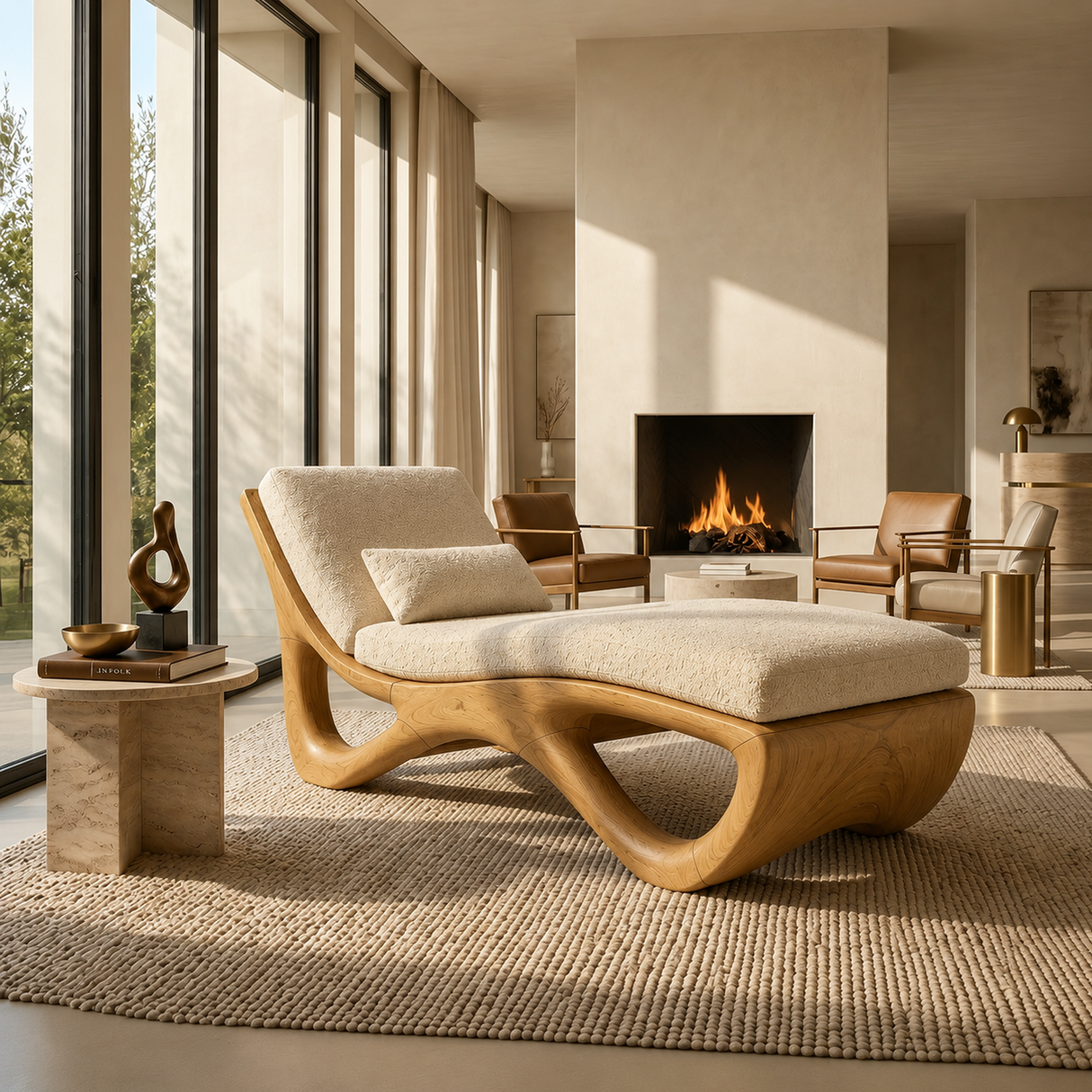 Luxury Organic Modern Chaise Lounge High End Residential Interior