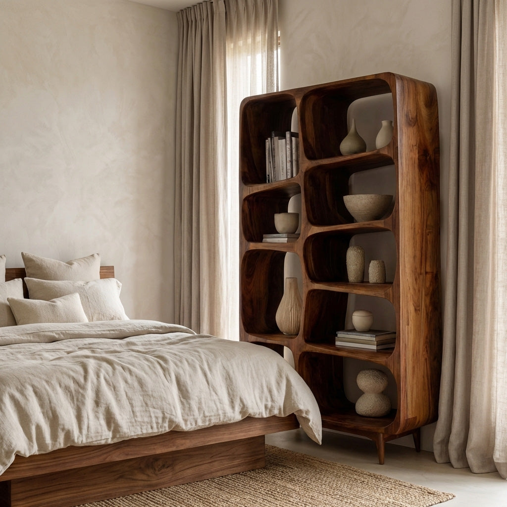 Contemporary Solid Wood Bookshelf For Coastal Interior