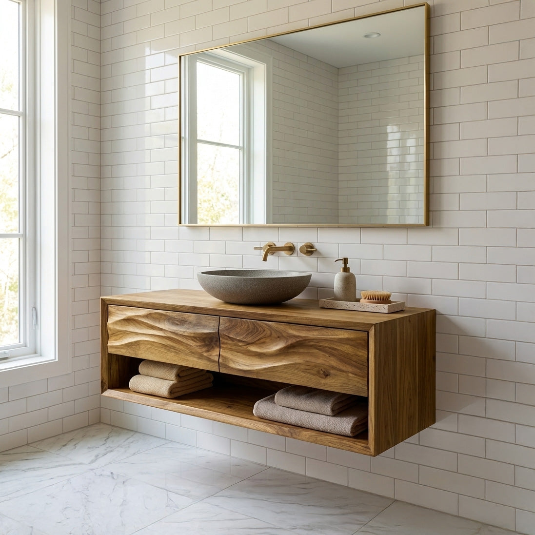 Contemporary Wooden Bathroom Vanity For Bathroom Or Spa Decor
