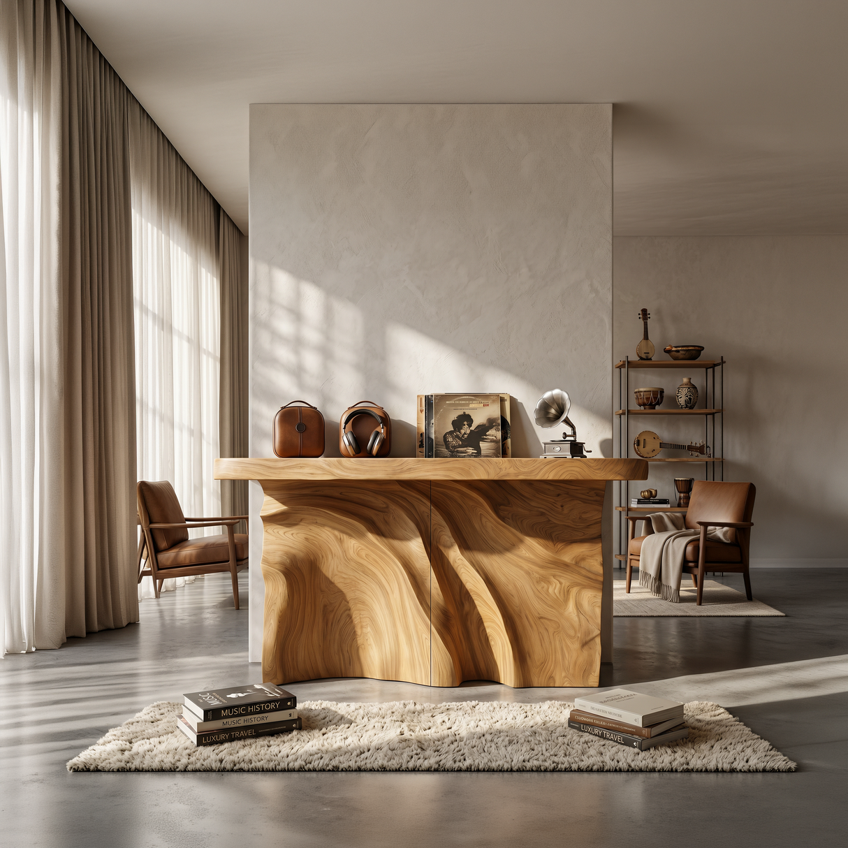 Modern Organic Edge Console Table For Entryway Interior Space