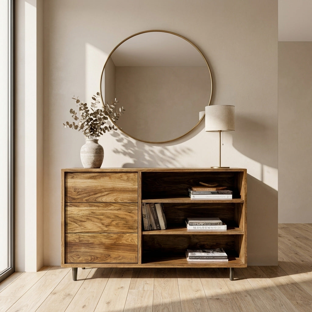 Elegant Natural Wood Console Table For Small Living Room