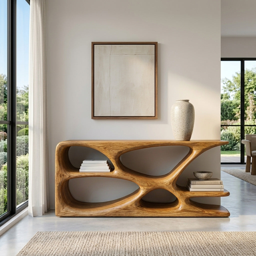Minimalist Natural Wood Console Table For Living Space