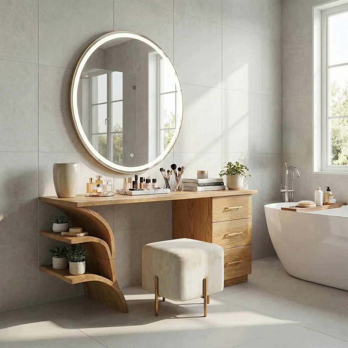 Contemporary Vanity Desk Studio Apartment Makeup Area Dressing Space