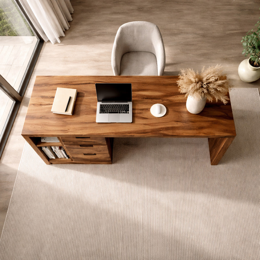 Minimalist Wooden Desk With Storage For Home Office