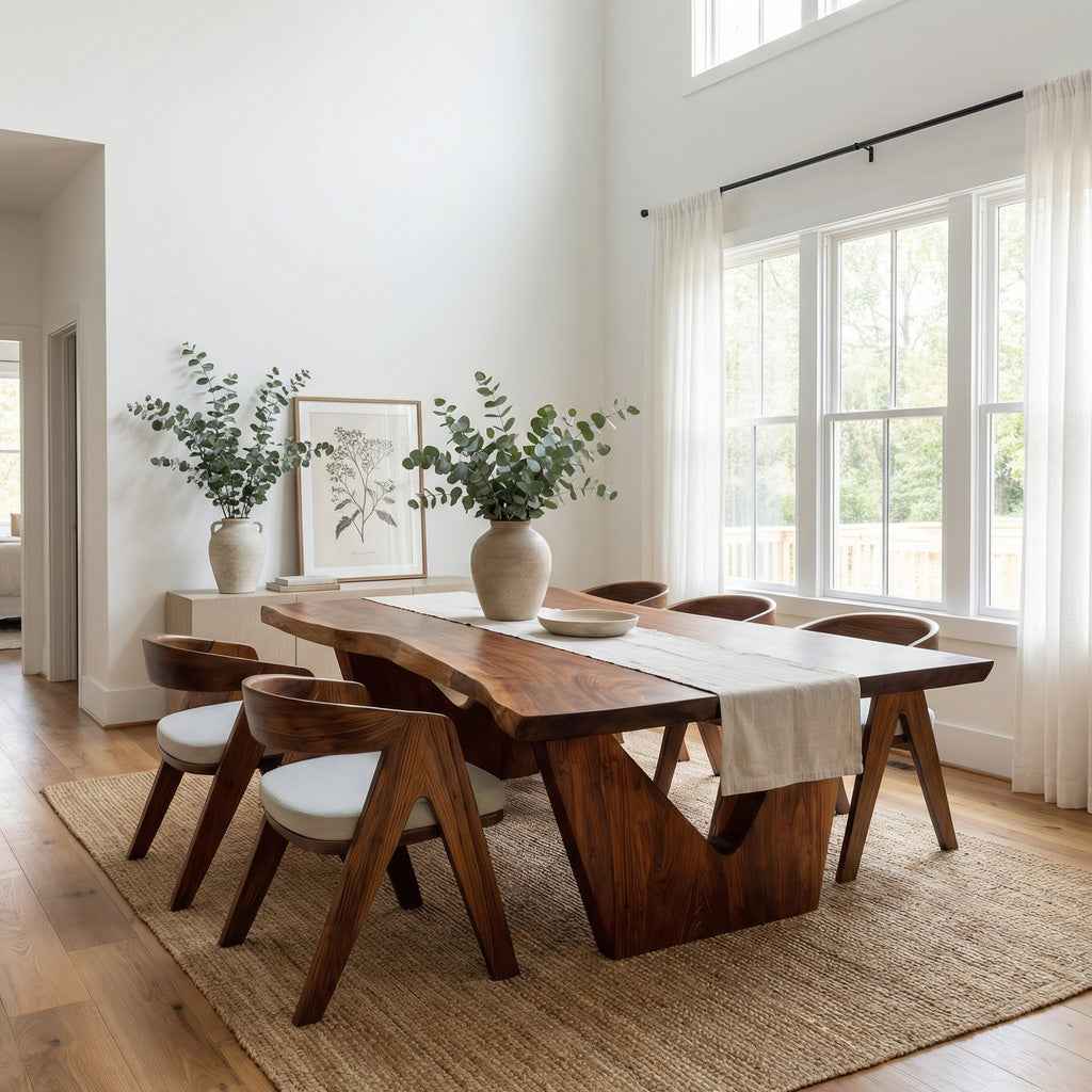 Organic Wabi Sabi Wooden Dining Table For Dining Room